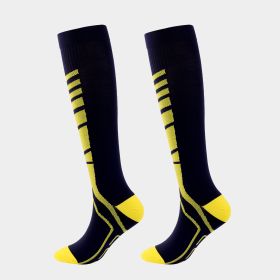 Sports Compression Elastic Long Tube New Compression Stockings (Specification: Dark Blue And Yellow Gradient/LXL)