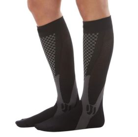 Compression Socks For Men&Women Best Graduated Athletic Fit For Running Flight Travel Boost Stamina Circulation&Recovery Socks (Color: Black, size: L XL)